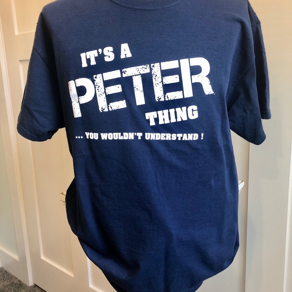 Hanes novelty tee A Peter Thing navy blue size L